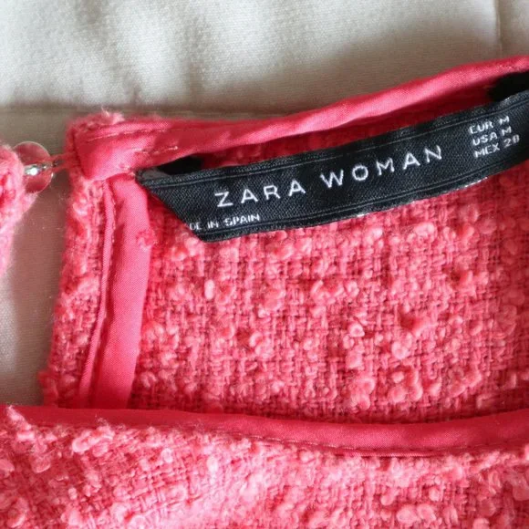 Coral Zara Textured Sleeveless Fit and Flare Dress - Picture 7 of 9